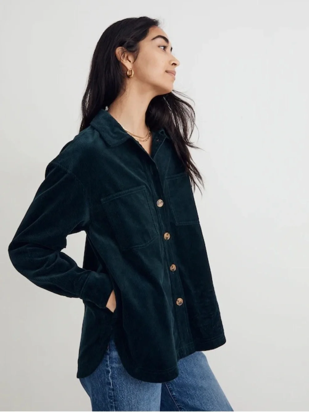 Madewell Kentwood Ancient Forest Corduroy Jacket Shirt Medium Button Up Pockets - Picture 1 of 15